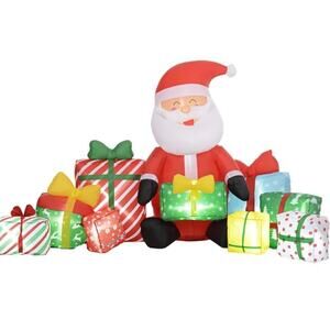Outsunny 4.4' Christmas Inflatables Santa Claus w/ White LED Lights